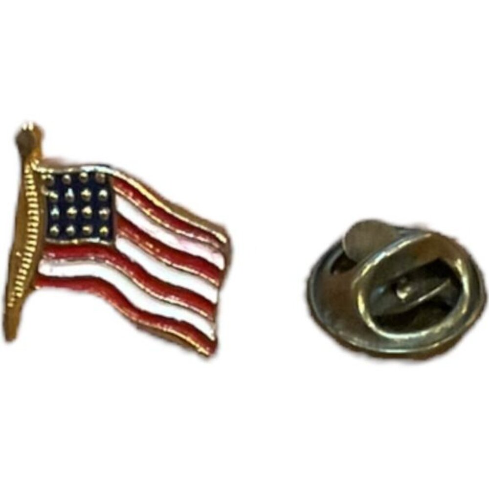 American Flag Lapel Pin U.S. Patriotic Enamel Brooch Badge Butterfly Clutch Back
